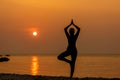 Silhouette lifestyle woman yoga exercise for healthy life. Royalty Free Stock Photo